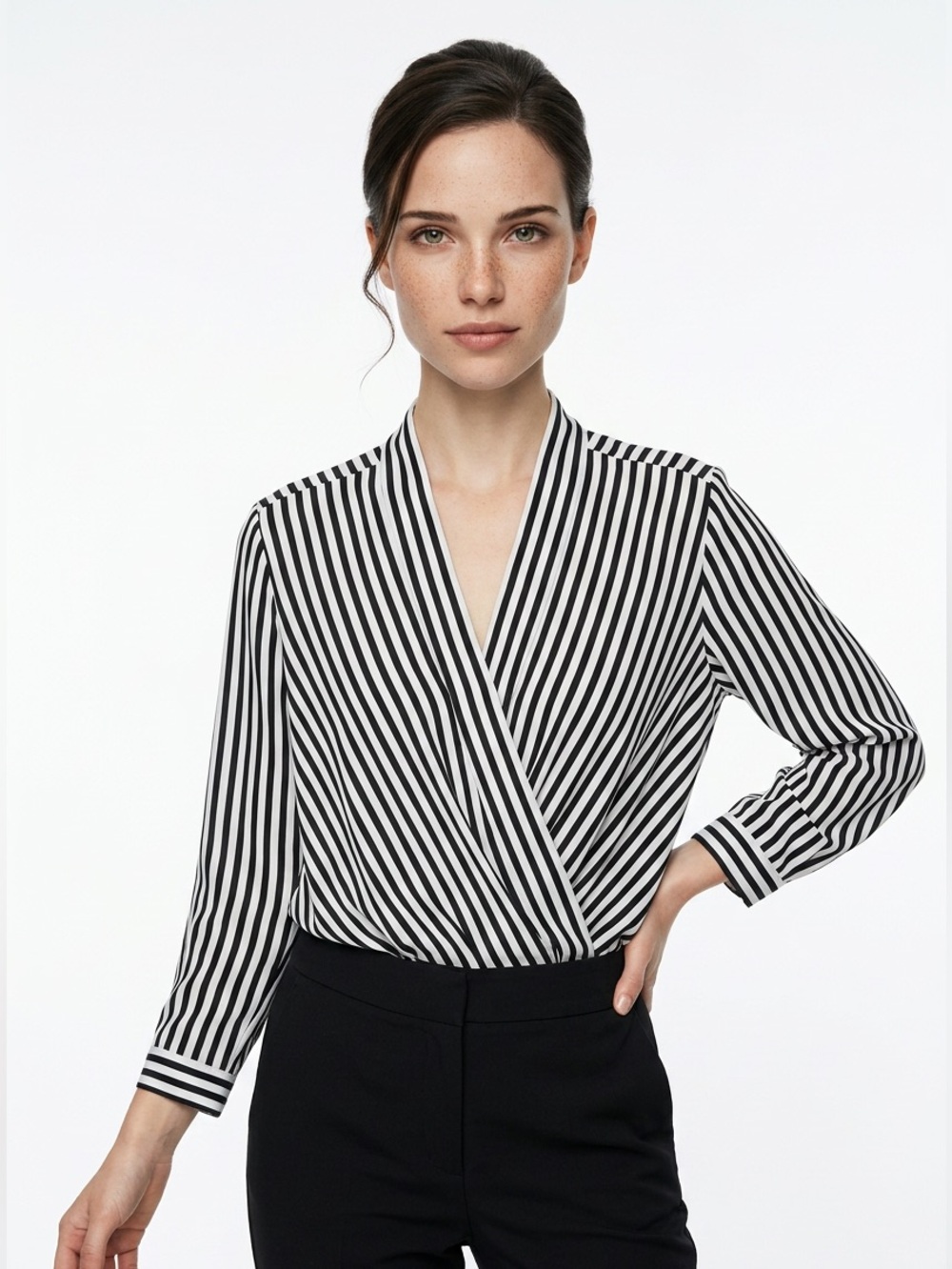 Vero moda striped surplice blouse